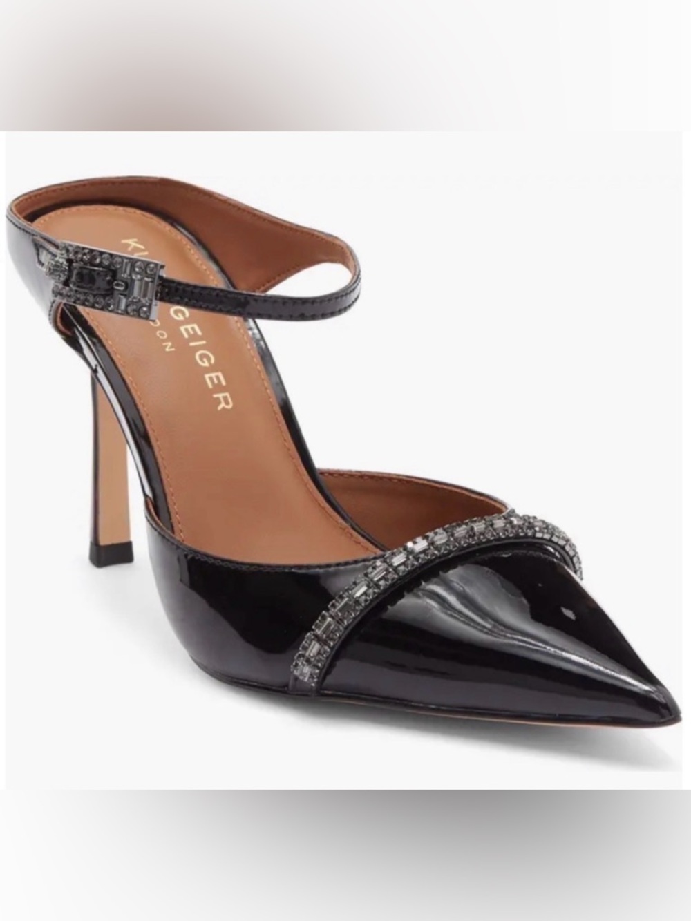 NIB [Kurt Geiger] Crystal Pointed Ankle Strap Pumps Heels Women’s Multiple Sizes - Picture 8 of 15